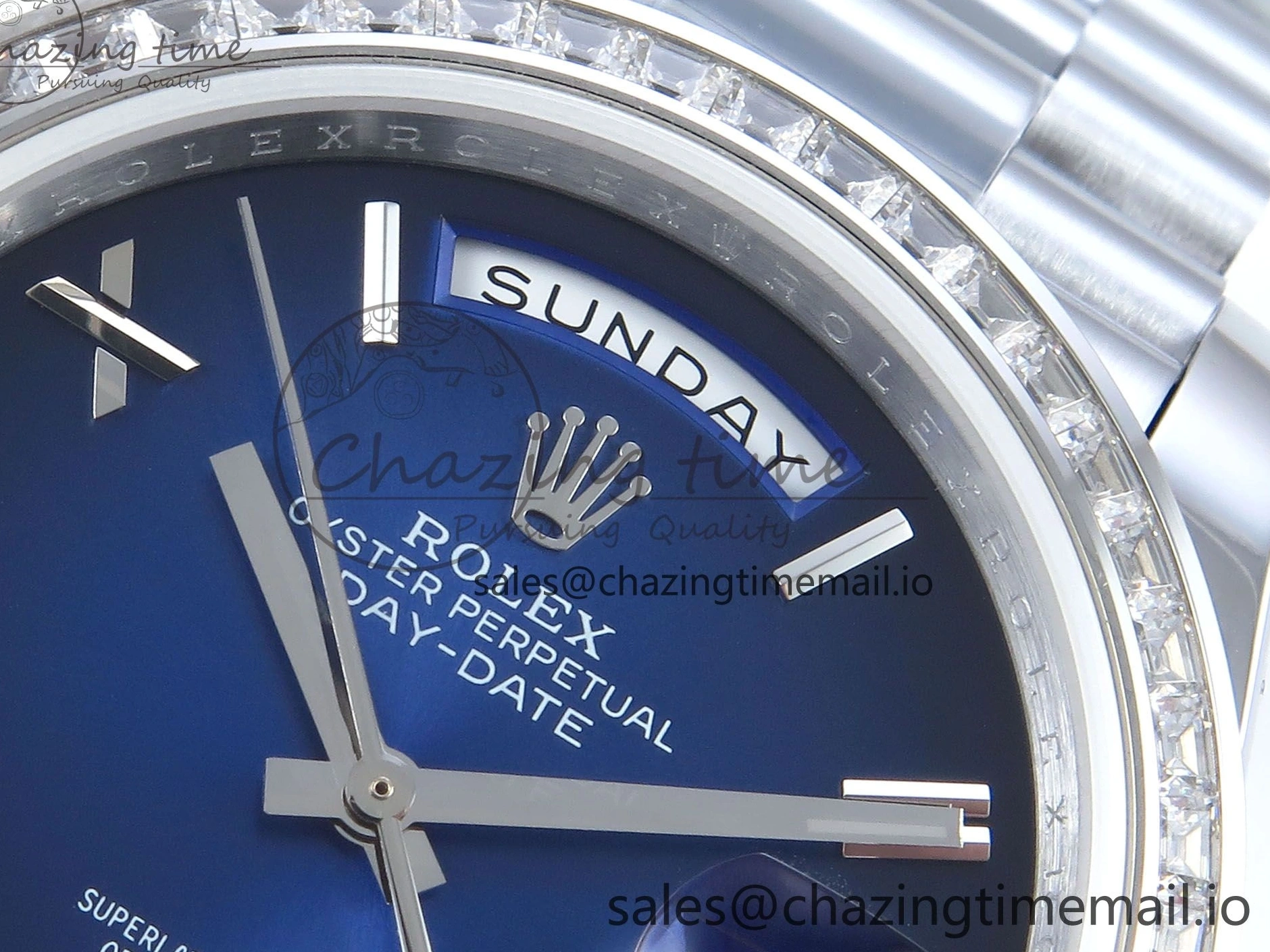 MiroTime 0409 Seasonal DayDate 40 SS QF 1:1 Best Edition Blue Black Dial Diamonds Bezel on President Bracelet A2836 V5 (Gain Weight) 482